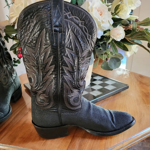 Kimmel Boot Company Comanche Texas 8.5D custom made stingray hide cowboy boots - Picture 2 of 9